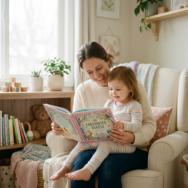 Mãe e filho lendo juntos de forma acolhedora